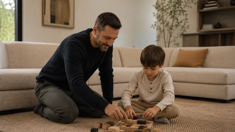 Parent et enfant jouant ensemble, illustrant l'ancrage et la sécurité retrouvée
