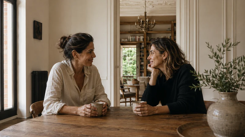 Deux femmes face à face autour d'une table, illustrant la co-régulation