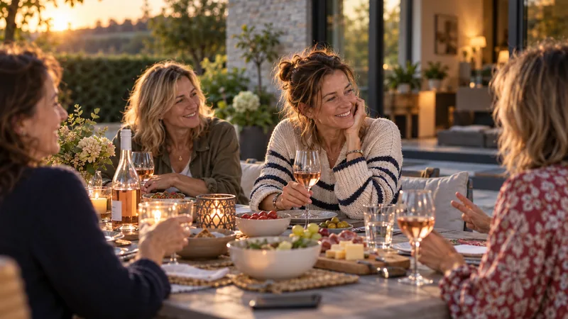 Personnes réunies autour d’un dîner en extérieur
