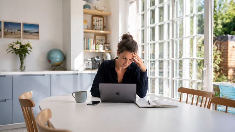 Femme au laptop stressée