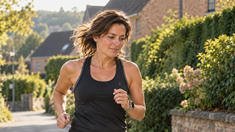 Femme courant dehors, illustrant une activité physique progressive