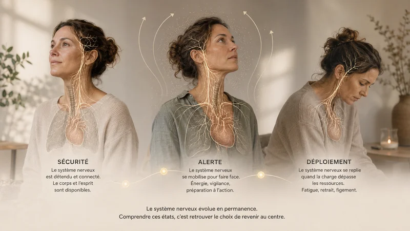 Illustration moderne de la connexion entre les états du système nerveux et le corps