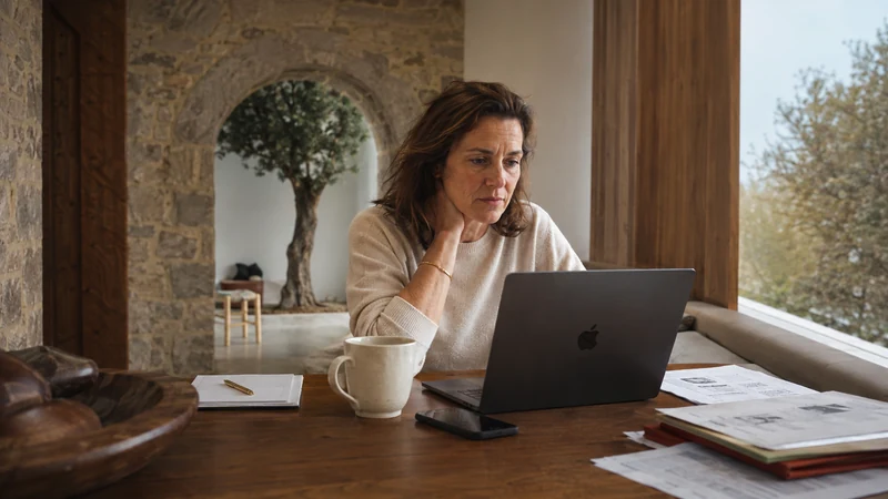 Femme devant son ordinateur, illustrant la charge du système nerveux autonome au quotidien